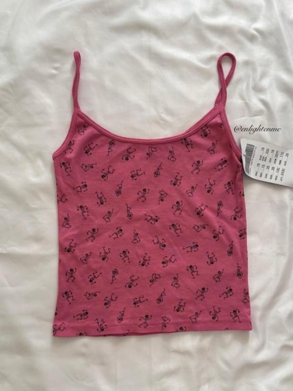 Brandy Melville dancing skeletons pink Skylar tank